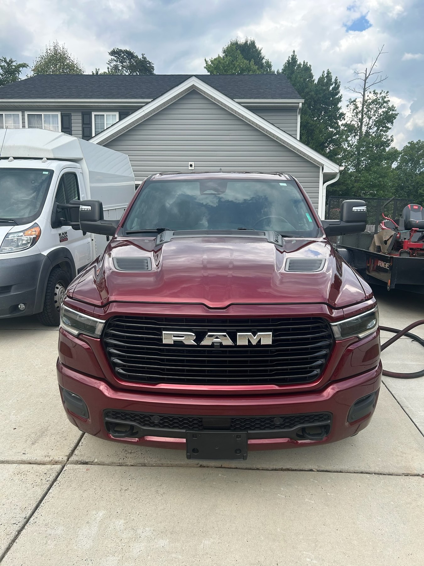 Red Ram truck with a mirror finish after a driveway detail